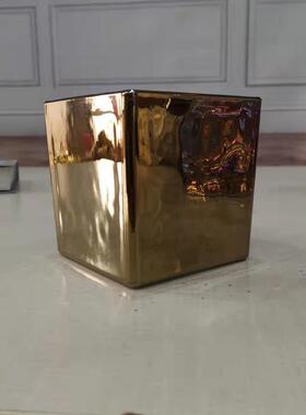 黑色白色电镀银色四方方形水培玻璃鱼缸厚款花瓶花店婚庆家居