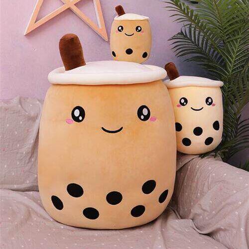 Cute Fruit Drink Plush Stuffed Soft Pink Strawberry Milk Tea - 图1