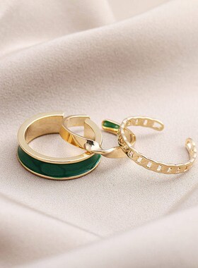 Punk Cool Resin Chain Rings Set For Women Fashion Simple Hip