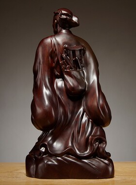 黑檀木雕鲁班祖师雕像鲁班雕塑人物雕刻摆件家居客厅公司装饰送礼