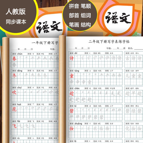 26春人教版小学语文同步生字写字表练字帖1-6年级上下册笔顺描红 - 图3