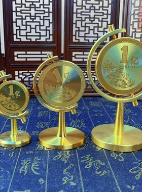 纯黄铜一个亿小目标转转摆件时来运转解压手把件客厅办公室装饰品