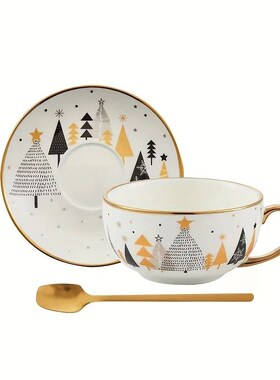 1pc, lovely Christmas suit, coffee cups and saucers, porcela