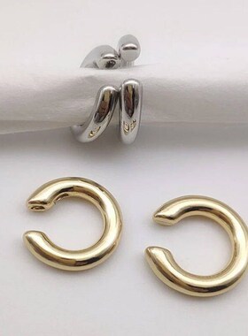 Unique Fake Piercing Metal Ear Clips Asymmetry Round Cartila