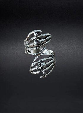 Mens+New+Dark+Tie+Open+Ring+Fashion+Skull+Grip+Ring+Fashion