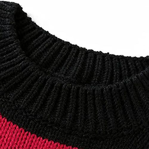 Korean Striped Print Loose Knitted Sweaters Autumn Winter Me - 图1