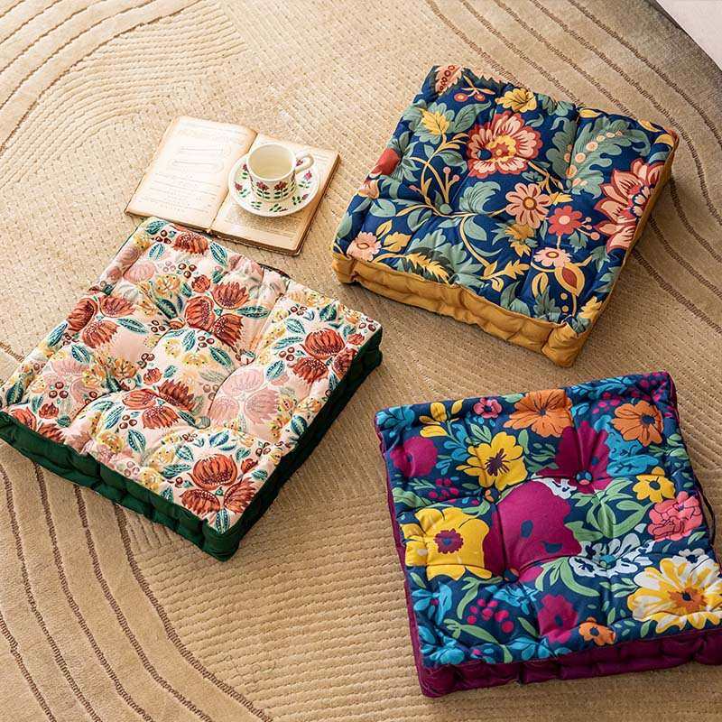 田园风家用客厅坐垫榻榻米地上蒲团屁垫加厚方形双面花卉窗台垫子,淘宝优惠券,粉丝福利购,淘宝优惠卷