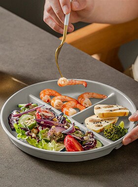 WORTHBUY Plastic Dinner Dishes Round Divided Plates Microwav