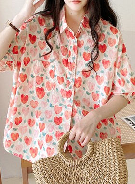 Printed Short-sleeved Shirt Blouse 2023 Summer Korean Versio