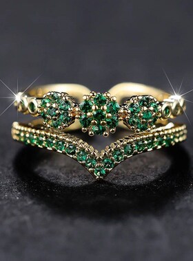 Luxury Green Blue Red Black Stone Wave Rings For Women Antiq