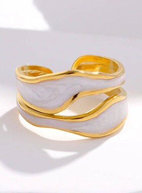 Vintage Stainless Steel White Dripping Oil Opening Ring for