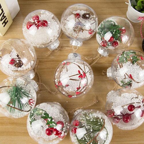 12Pcs Christmas Ball Decor Transparent Globe Hanging - 图1
