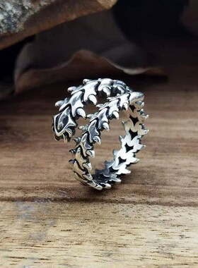 Vintage Gothic Keel Spine Rings For Women Men Antique Silver
