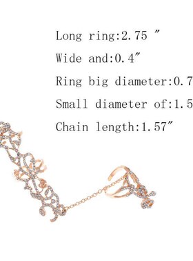 New Fashion Chain Link Ring Full Rhinestone Vintage Flower D