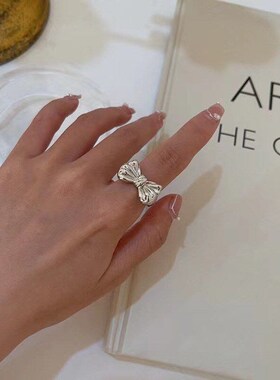 Retro Bow Ring Sweet Finger Ring Fashionable Cool Girl Ins D