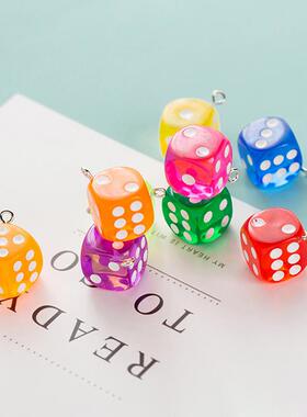 10Pcs 14mm Transparent Dice Charms Miniature Figurine Resin