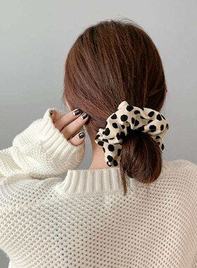 Leopard-print Pig Bowel Hair Ring Ins Leather Band Womens H
