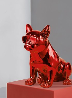 斗牛犬摆件简约客厅电视柜前台吧台桌面狗狗动物雕塑橱窗创意装饰