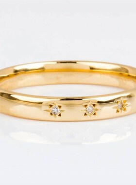 Huitan Korean Style Simple Metal Rings for Women Inlaid Shin
