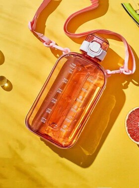 1Pcs Flat Square Transparent Water Bottle Portable Travel Ca