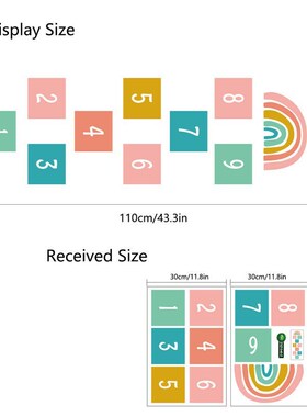 Digital Jump Grid Game Wall Sticker for Kids Creative Cartoo