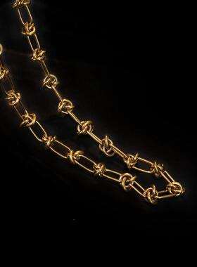 项打结荆棘链金色简约嘻哈锁骨颈链Hip hop collarbone choker