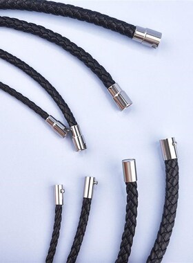 Men-made Leather Necklace Choker Black Brown Braided Rope Ch