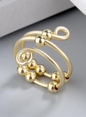 Punk Anxiety Rings For Women Men Spiral Fidget Beads Ring 20