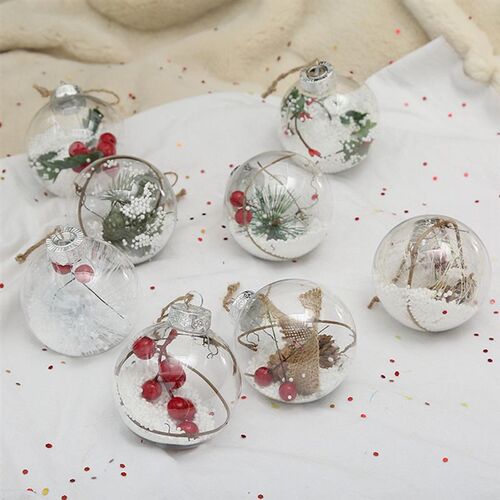 12Pcs Christmas Ball Decor Transparent Globe Hanging - 图2