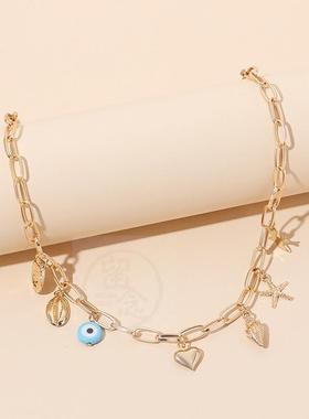 。Accessories ins cool wind devils eye clavicle chain tide