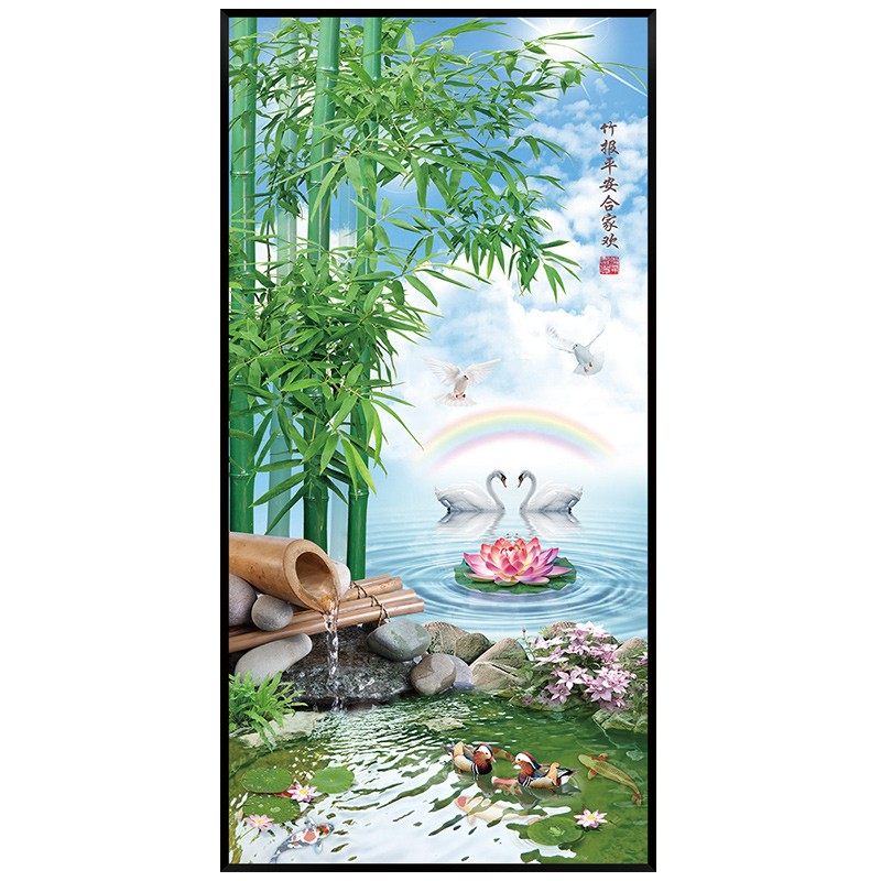 玄关自粘装饰画墙贴中式山水风景画屏风贴纸墙画墙纸壁画壁纸贴画,淘宝优惠券,粉丝福利购,淘宝优惠卷