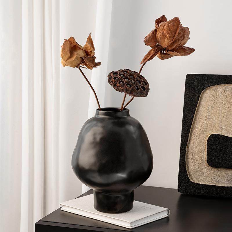 贝汉美复古陶瓷花瓶玄关精致插花侘寂风家居开运大肚福罐花器摆件,淘宝优惠券,粉丝福利购,淘宝优惠卷