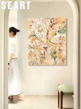 纯手绘油画天使的神话奶油风抽象肌理感客厅装饰画玄关艺术画