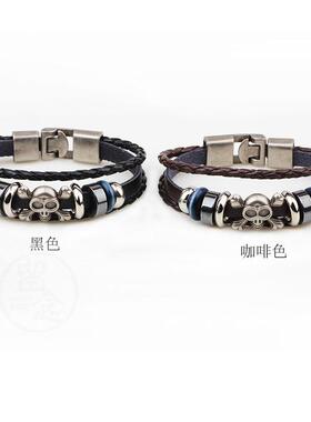 。Star Hu Ge Brlet Fashion punk alloy skull leather hand jew