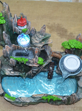 电视柜假山流水喷泉室内桌面流水摆件鱼缸前台装饰开业礼品水晶球