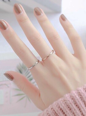 2MM Thin Titanium Steel Silver color Couple Ring Smooth Simp