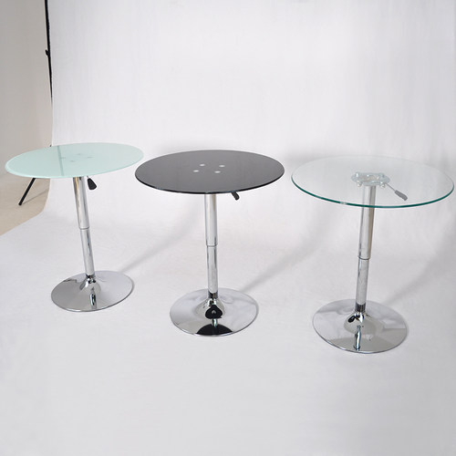 圆形升降钢化玻璃桌商务洽谈桌会客圆桌展台签约桌子可调高度茶几 - 图3