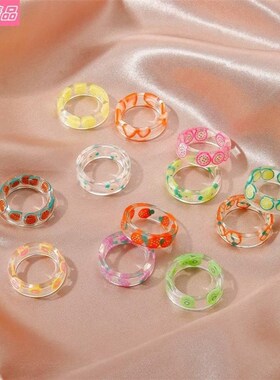 Acrylic fruit rings creative transparent resin ring female