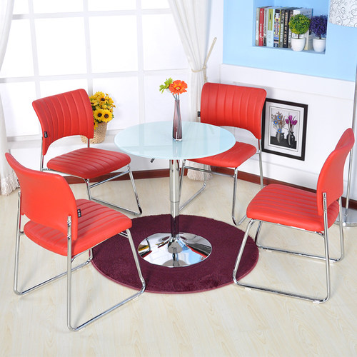 圆形升降钢化玻璃桌商务洽谈桌会客圆桌展台签约桌子可调高度茶几 - 图2