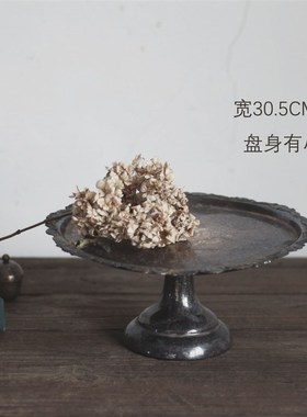 镀银类蛋糕托盘花篮 复古盘艺术装饰 西洋旧物Vintge美食拍摄道