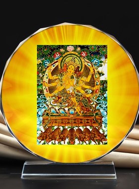 定制摩力菩萨佛母画像具水晶玻璃摆件光支桌面工艺品天家居摆台