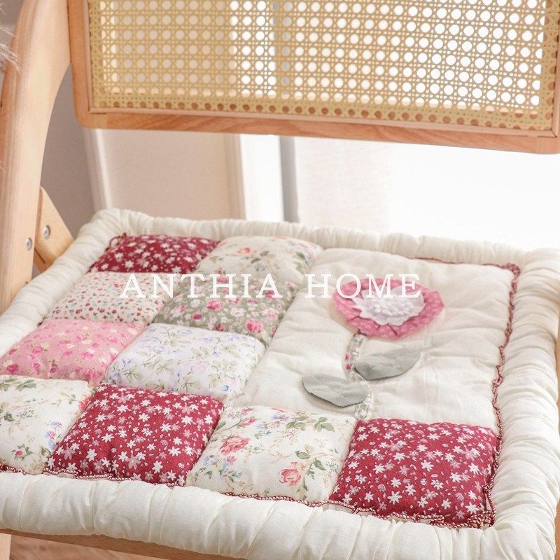 韩式立体贴布绣花朵椅子垫厚全棉小清新坐垫餐椅垫学生实木馒头垫,淘宝优惠券,粉丝福利购,淘宝优惠卷