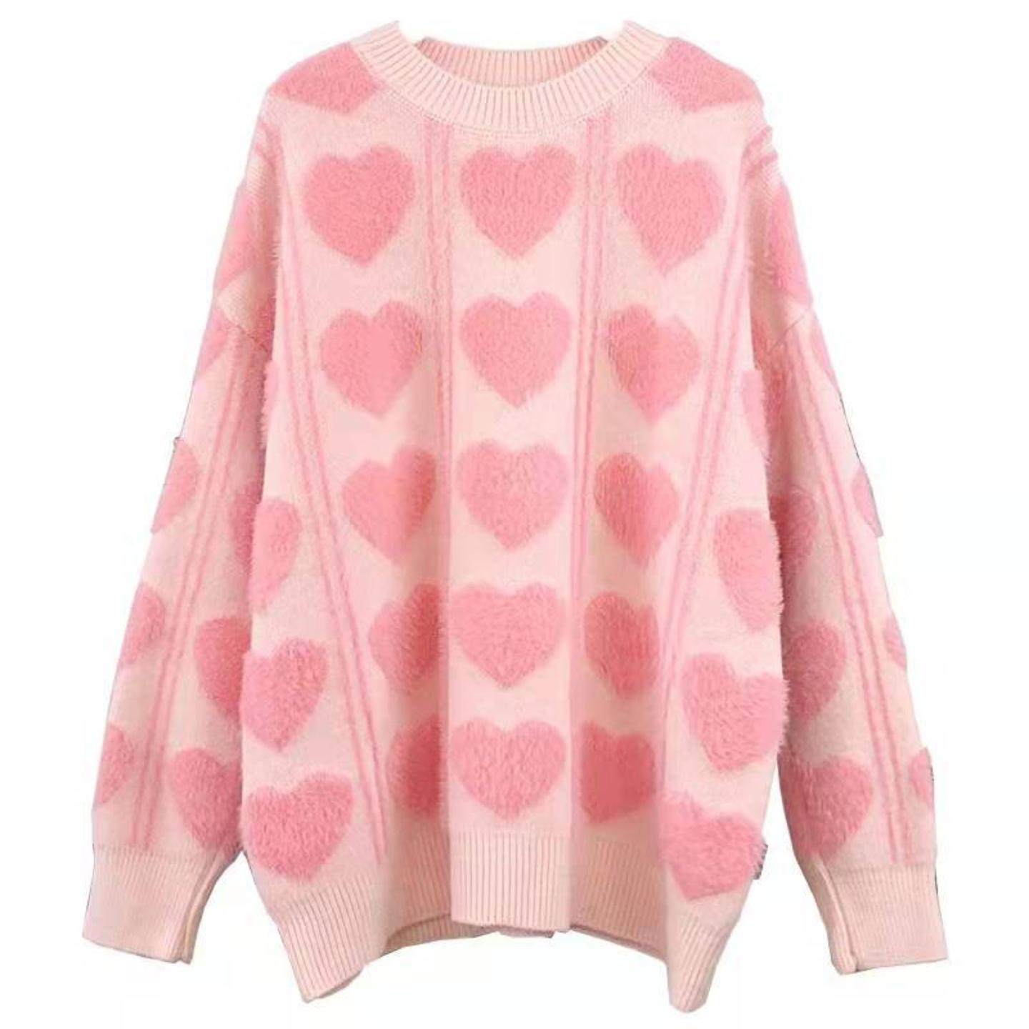 秋冬时尚款甜美爱心软糯毛衣宽松甜美风外穿设计感针织打底衫上衣,淘宝优惠券,粉丝福利购,淘宝优惠卷