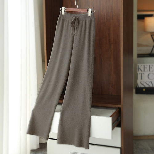 2025秋冬新款阔腿裤女宽松大码休闲高腰女装加厚裤子女士针织 - 图3