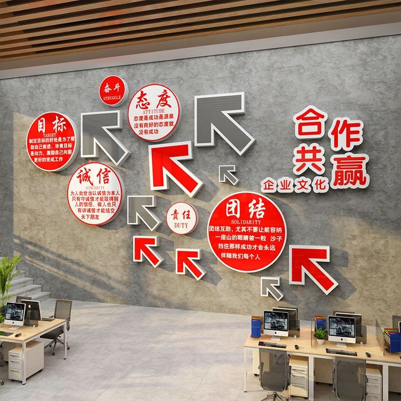 企业文化办公司室墙面装饰进门形象激励志楼梯间台阶扶手氛围布置,淘宝优惠券,粉丝福利购,淘宝优惠卷