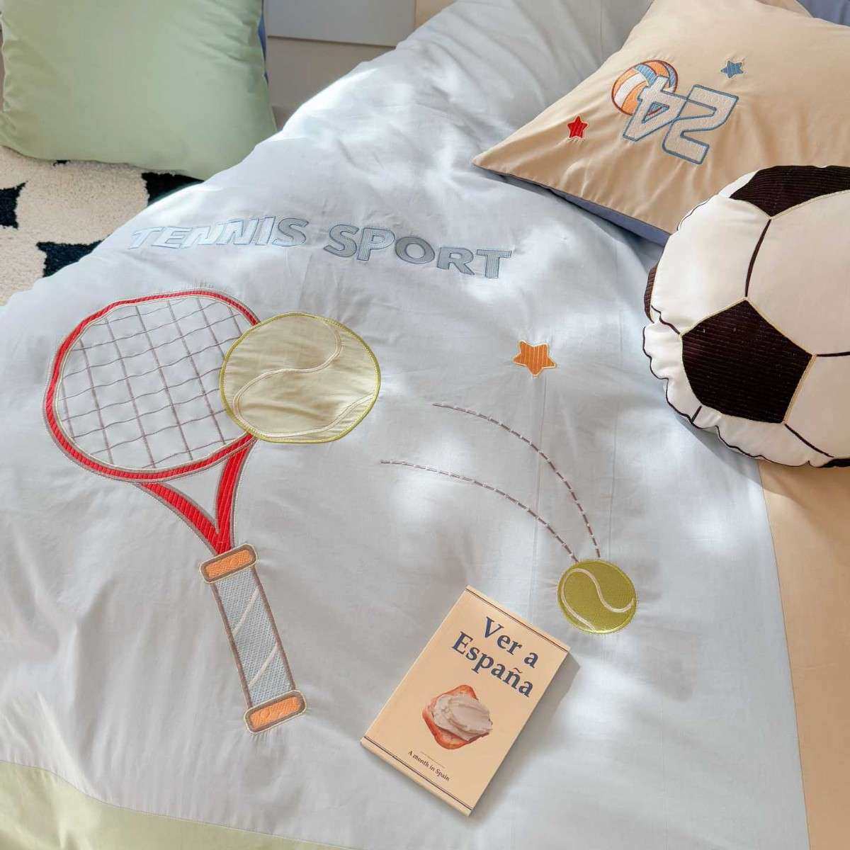 送抱枕！运动风少年儿童全棉水洗棉三四件套贴布刺绣床单被套床品,淘宝优惠券,粉丝福利购,淘宝优惠卷