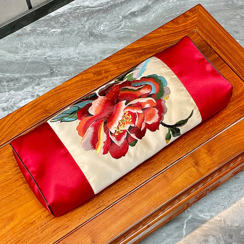 中式刺绣荞麦枕头宫廷仿古方枕古代老式荞麦壳枕长方形护脊助眠枕 - 图2