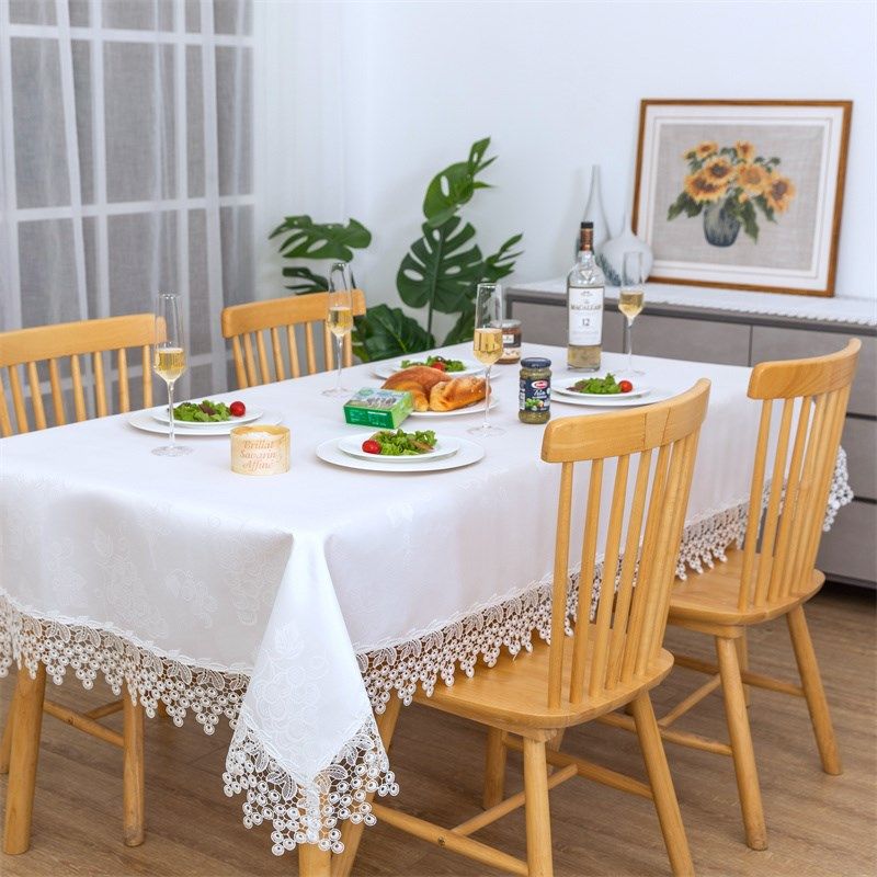 防水防油免洗欧式白色蕾丝花边提花贡缎茶几圆桌布盖巾布艺餐桌布,淘宝优惠券,粉丝福利购,淘宝优惠卷