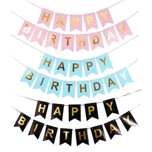 Factory wholesale birthday pull flag happybirthday colorful - 图0