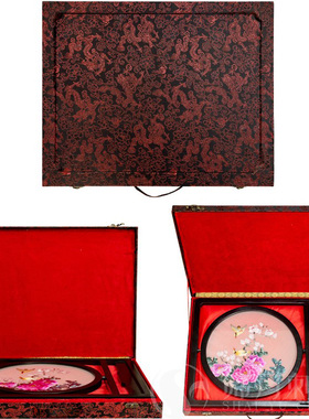 苏州刺绣摆件台屏面绣实木纯手工苏绣屏风两面创意送礼礼品摆台